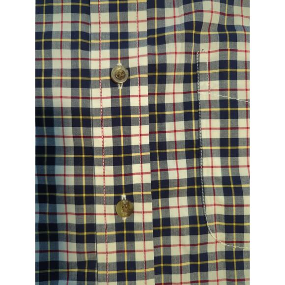 L.L.Bean Men's Wrinkle Resistant Kennebunk Red/Navy/Yellow/White Lng-Sleeve Sz M - Picture 3 of 7